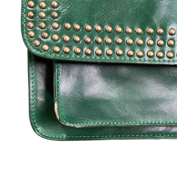 Patricia Nash Discovery Green Studded Merano Leather Shoulder Bag - Picture 3 of 16